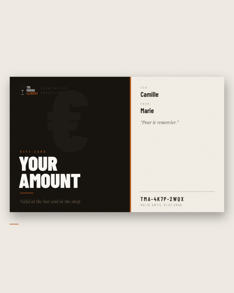 A digital gift card for The Modern Alchemist, for the amount of your choosing
